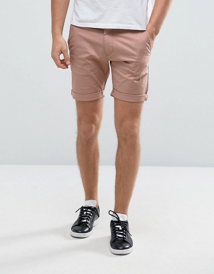 Selected Homme Slim Fit Chino Shorts With Stretch - Pink