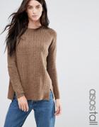 Asos Tall Sweater In Wool Mix - Brown