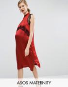 Asos Maternity Lace Insert Dress - Red