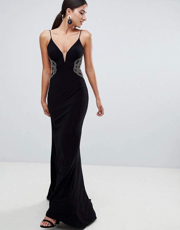 Forever Unique Lace Detail Maxi Dress - Black