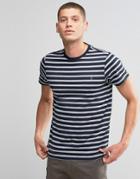 Farah T-shirt With Breton Stripe In Slim Fit Navy - Gray