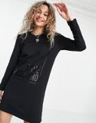 Love Moschino Box Logo Sweatshirt Dress In Black