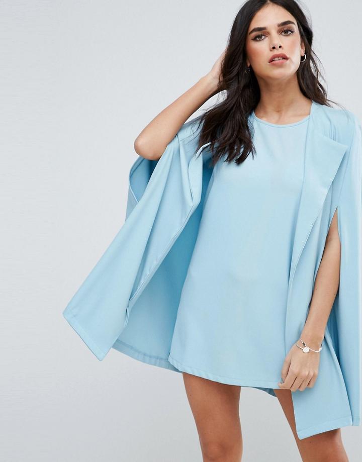 Unique 21 Cape Shift Dress - Blue