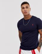 Polo Ralph Lauren Slim Fit T-shirt With Crew Neck In Navy