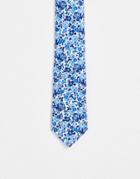 Asos Design Tie With Ditsy Floral Design In Blue