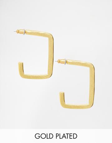 The 2 Bandits Gold Plated Square Hoop Earrings - Gold