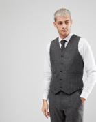 Asos Skinny Suit Vest In Gray Houndstooth - Gray