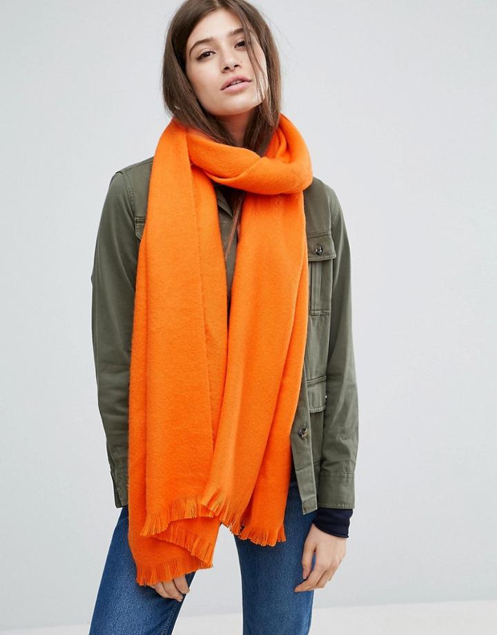 Asos Supersoft Long Woven Scarf In Bright Orange - Orange