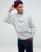 Asos Oversized T-shirt With High Neck And Cropped Arm In Gray - Gray