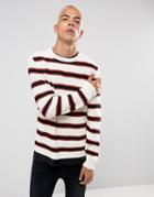 Asos Textured Striped Sweater In Ecru - Beige