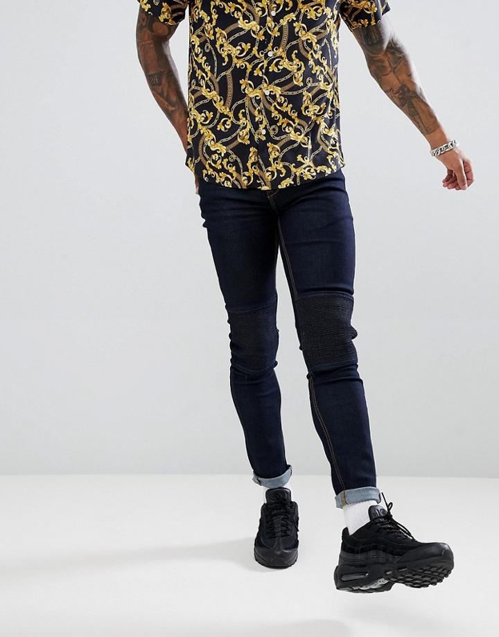 Sixth June Super Skinny Biker Jeans - Blue