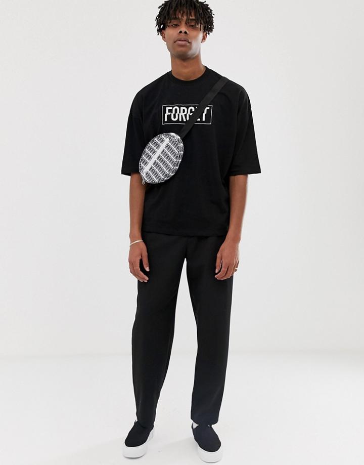 Asos Design Two-piece Oversized T-shirt With Forget Embroidery - Black