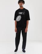 Asos Design Two-piece Oversized T-shirt With Forget Embroidery - Black
