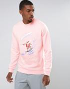Asos Holidays Sweatshirt With Santa Print - Pink