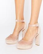 New Look Velvet Two Part Platform Heeled Shoes - Pink