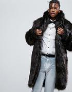 Asos Faux Fur Overcoat In Brown - Brown