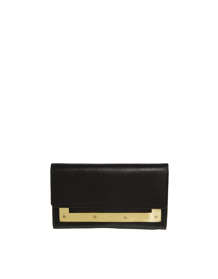 Asos Leather Purse With Metal Frame Plate