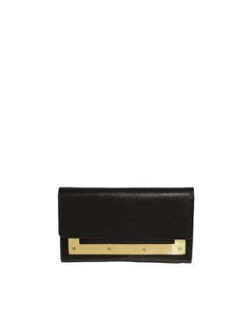 Asos Leather Purse With Metal Frame Plate