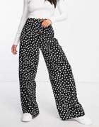 Miss Selfridge Wide Leg Pant In Mono Spot-black