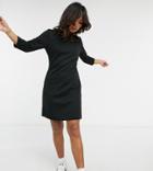 Only Petite Quilted Mini Dress With 3/4 Sleeves In Black