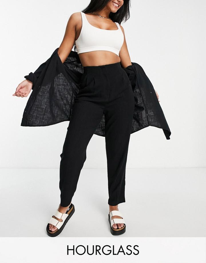 Asos Design Hourglass Linen Soft Tapered Mom Pants In Black