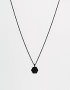 Chained & Able Hexagon Medallion Necklace In Matt Black - Black
