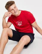 Tommy Hilfiger Lounge T-shirt With Script Logo In Red