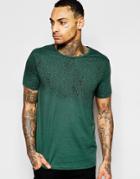 Asos T-shirt With Crackle Yoke Print - Jungle Green