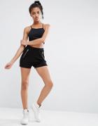 Asos Shorts With Mesh Waistband And Zips - Black