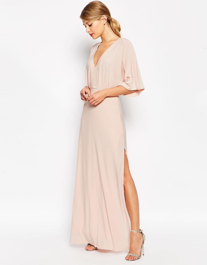 Asos Kimono Plunge Maxi Dress - Navy