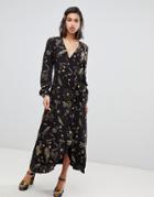 Fabienne Chapot Wrap Dress In Foil Print - Black