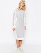 Asos White Color Block Panel Knitted Midi Dress
