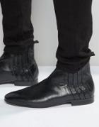 H By Hudson Larner Leather Chelsea Boots-black