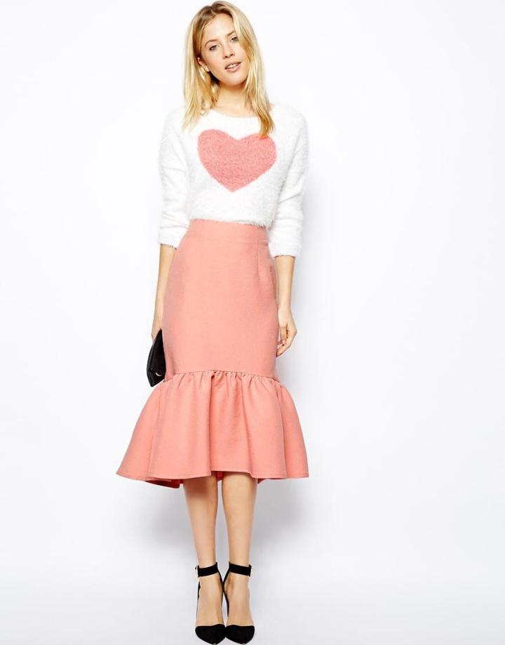 Asos Peplum Hem Pencil Skirt In Texture