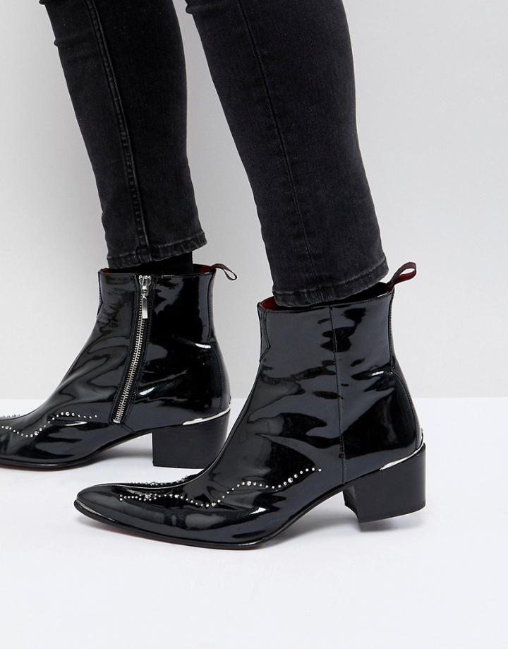 Jeffery West Sylvian Studded Zip Boots - Black