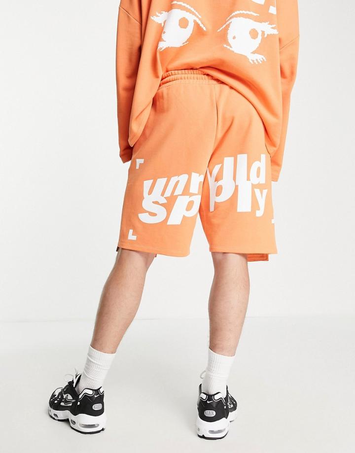 Asos Unrvlld Spply Longline Jersey Shorts With Pocket Detail In Bright Orange - Part Of A Set