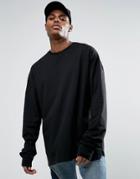 Asos Oversized T-shirt With Super Long Sleeves - Black