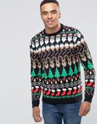 Asos Holidays Sweater With Ho Ho Ho Pattern - Multi