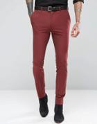 Asos Super Skinny Suit Pants In Dark Red - Mixed Red