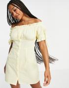 Influence Off-the-shoulder Mini Dress In Yellow Stripe