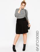 Asos Curve Skater Skirt With Tie Front - Black