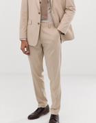 Asos Design Wedding Slim Suit Pants In Camel - Beige