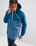 Bershka Overhead Half Zip Jacket In Blue - Blue