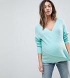 Asos Maternity Nursing Sweater In Wrap Fluffy Yarn - Blue