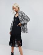 Religion High Neck Jacket In Sequin - Silver