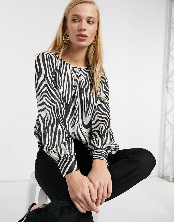 Mango Blouse In Zebra Print-multi