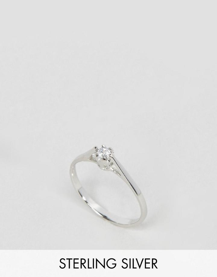 Asos Sterling Silver Solitaire Stone Ring - Silver