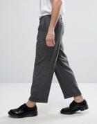 Asos Wide Leg Smart Pants In Charcoal Herringbone With Nep - Gray