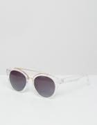 Jeepers Peepers Clear Frame Round Sunglasses With Gold Metal Detail - Clear