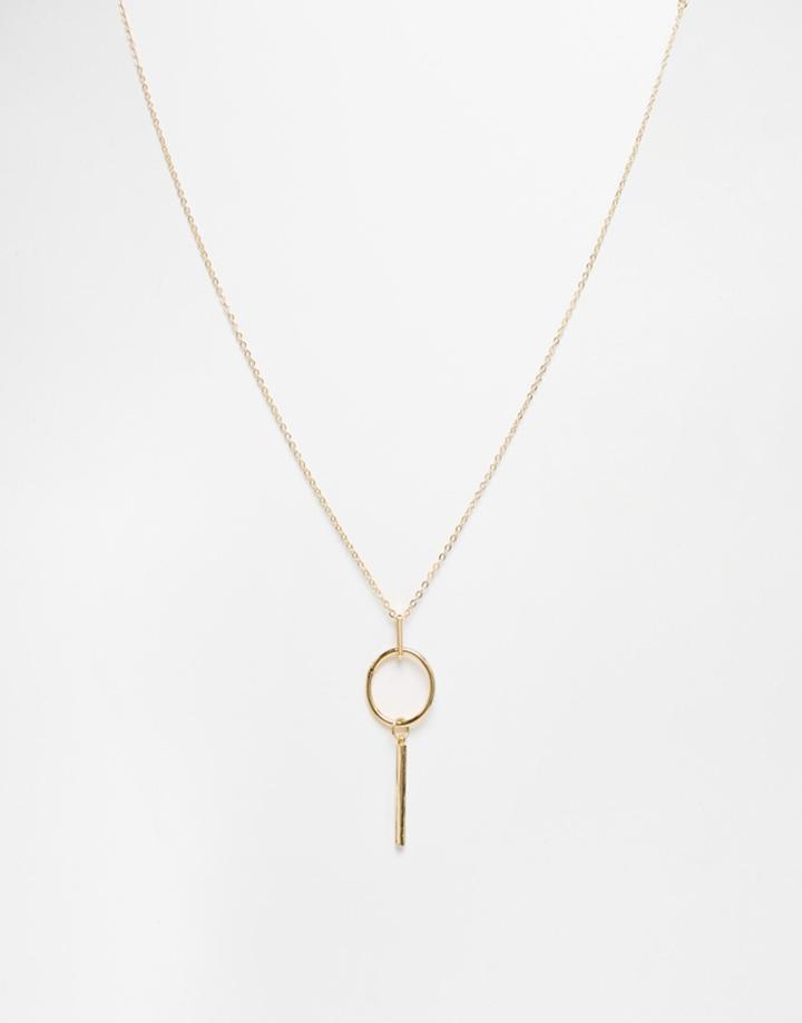 Asos Circle Bar Pendant Necklace - Gold